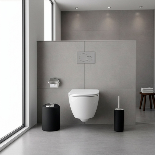 Zestaw łazienkowy 6w1 akcesoria do wc łazienki loft szczotka kubki kosz dozownik czarny