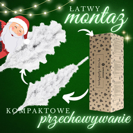 Choinka sztuczna 180 cm jodła biała nowoczesna jak żywa, ze stojakiem