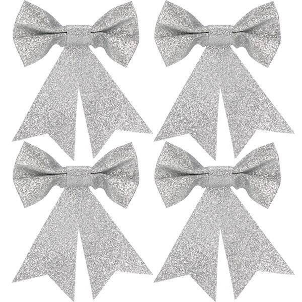 Kokardki na choinkę 4 szt. zawieszki świateczne srebrne