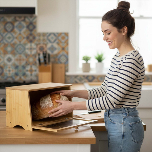 Chlebak, pojemnik kuchenny do przechowywania pieczywa, bambusowy