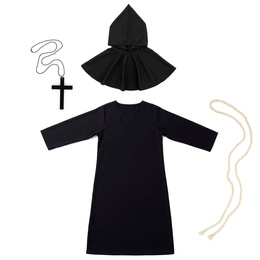 Strój na Halloween przebranie XL zakonnik, mnich zestaw 4 el. kostium habit