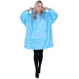 Kocobluza damska męska oversize koc bluza 2w1 z kapturem XXL ciepła morski niebieski
