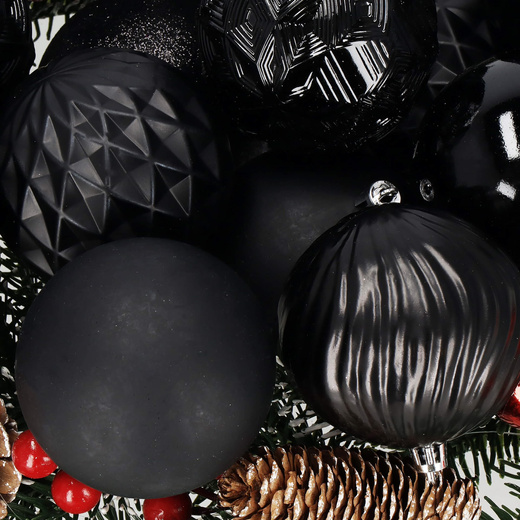 Bombki choinkowe 30 szt. czarny 8cm zestaw choinkowy