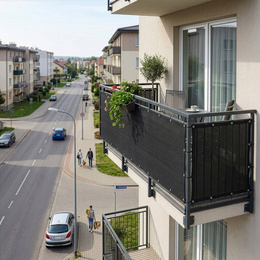 Osłona balkonowa, maskująca 1x6 m mata na balkon zacieniająca 95% z opaskami antracyt