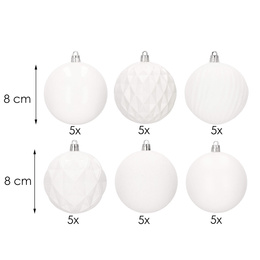 Bombki choinkowe 30 szt. biały 8cm zestaw choinkowy