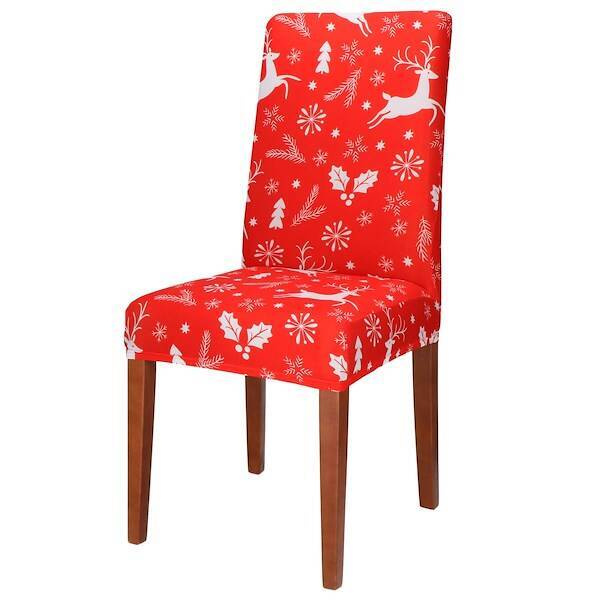 Pokrowiec na krzesło uniwersalny, świąteczny, czerwony