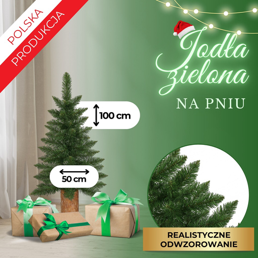 Choinka na pniu 100 cm premium sztuczna jodła zielona mini