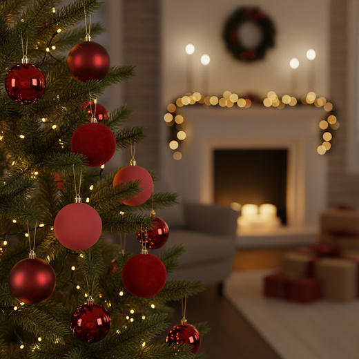 Bombki choinkowe 9 szt. zestaw dekoracji świątecznych 8,5 cm nietłukące, bordowe