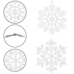 Zawieszka choinkowa 12 szt. śnieżynki świąteczna ozdoba białe brokat