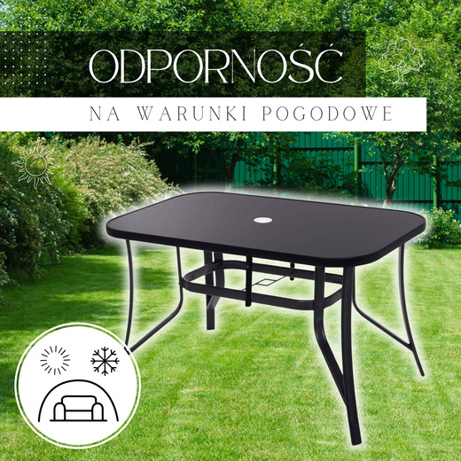Meble ogrodowe metalowe zestaw dla 8 osób stół 150 cm i 8 krzeseł czarne