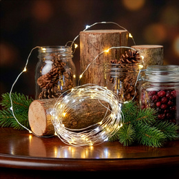 Lampki choinkowe 20 LED druciki mikro na baterie 
