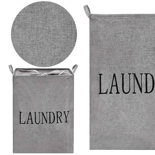 Kosz na pranie 81 L pojemnik z uszami szary