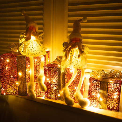 Dekoracja świąteczna LED prezenty oświetlenie zestaw 3 szt. biały ciepły