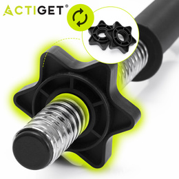 Gryf krótki 45 cm do hantli z zaciskami śr. 25 mm gwintowany, stal chromowana