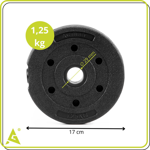Obciążenie bitumiczne 1,25 kg talerz kompozytowy 29 mm krążek do sztangi hantli