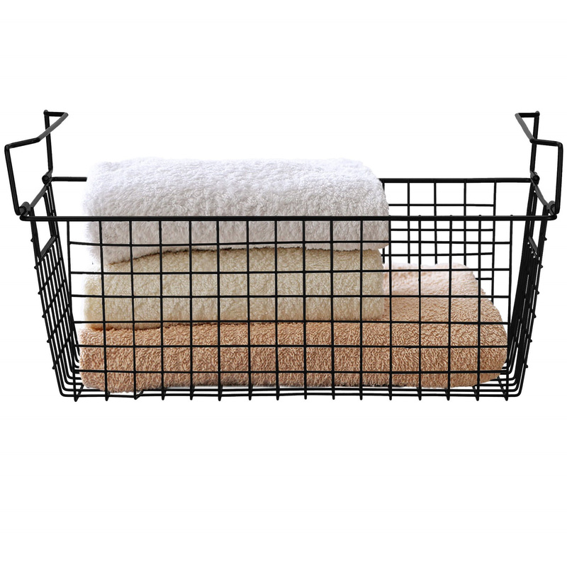 Kosz metalowy do przechowywania 41x17x15 cm prostokątny czarny