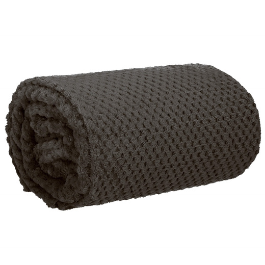 Narzuta na łóżko, pled 200x220 cm tłoczony koc na kanapę czarny