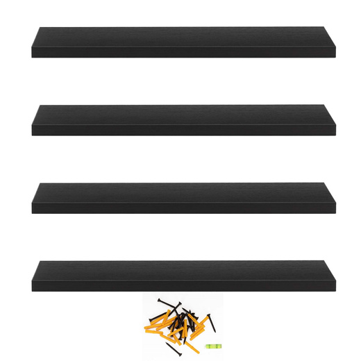 Półki ścienne 4 szt. na przyprawy, książki półki wiszące nowoczesne czarne