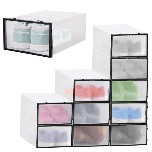 Pudełko na buty z otwieraną klapą 30,5x21x12,5 cm organizer na obuwie zestaw 10 szt.