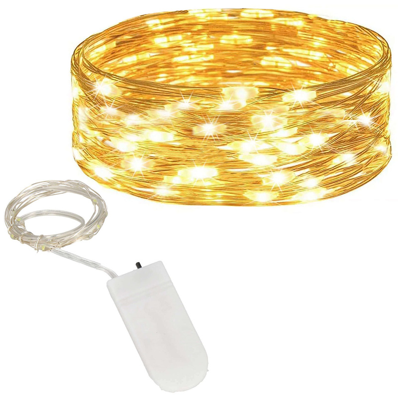 Lampki choinkowe 20 LED druciki mikro na baterie biały ciepły