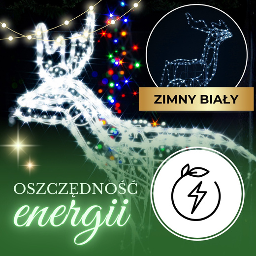 Renifer Led 90 cm świąteczny, świetlna dekoracja do ogrodu biały zimny