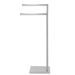 Wolnostojący wieszak łazienkowy na ręczniki, podwójny 80 cm srebrny 