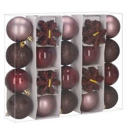 Bombki choinkowe 40 szt. zestaw dekoracji świątecznych, nietłukące, fioletowe