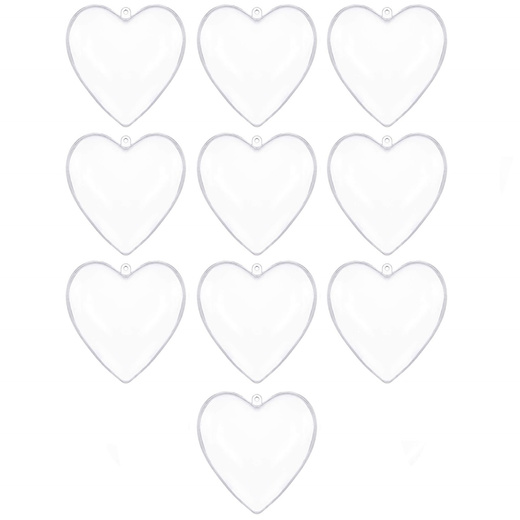 Bombki akrylowe 12cm serce plastikowe decoupage zestaw 10 szt.