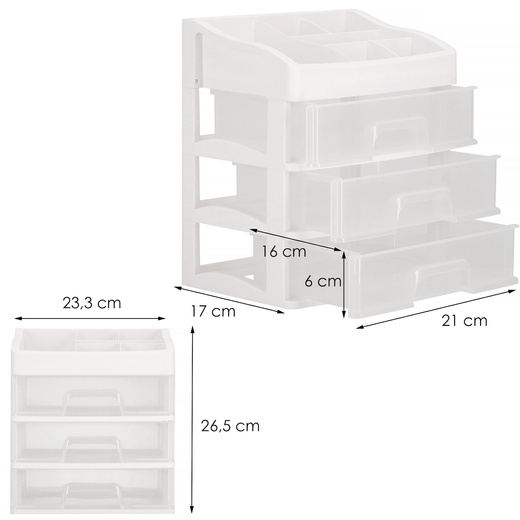 Organizer na kosmetyki 26,5x23,3x17cm mleczny pojemnik na biżuterię z przegródkami