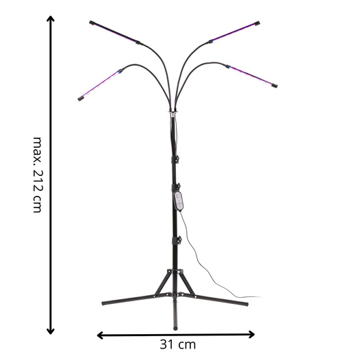 Lampa do doświetlania roślin LED do wzrostu uprawy 4 panele z timerem i pilotem, usb