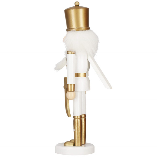 Dziadek do orzechów 30 cm z mieczem drewniany żołnierzyk złoty, figurka świąteczna