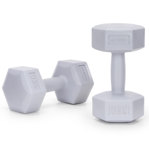 Ciężarki 2x3 kg hexagonalne do ćwiczeń fitness hantle zestaw 2 szt. szare