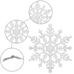 Zawieszka na choinkę śnieżynki 3 szt. ozdoba świąteczna 12 cm biały brokat