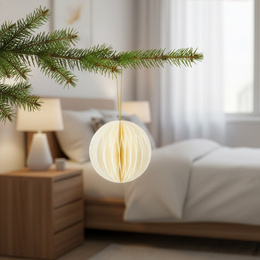 Papierowe bombki 6 szt. zawieszki choinkowe, ozdoby świąteczne 8 cm rozkładane, biały 