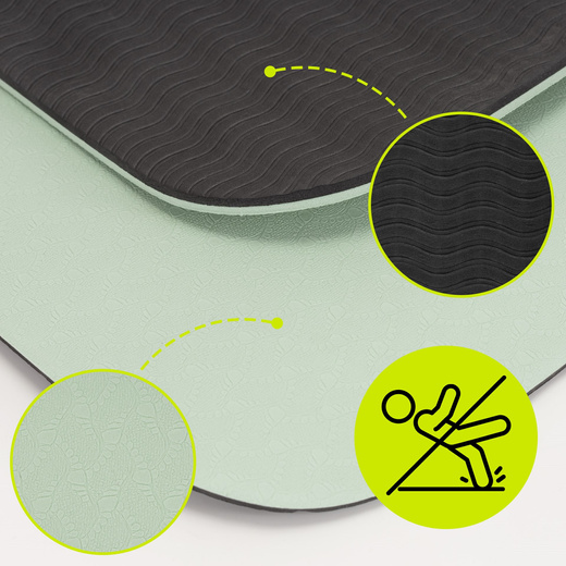 Mata do jogi, ćwiczeń fitness 183x61 cm antypoślizgowa, materac do stretchingu miętowy