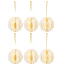 Papierowe bombki 6 szt. zawieszki choinkowe, ozdoby świąteczne 8 cm rozkładane, biały 