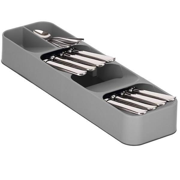 Pojemnik do szuflady na sztućce 5 przegródek, wielofunkcyjny wkład, organizer szary