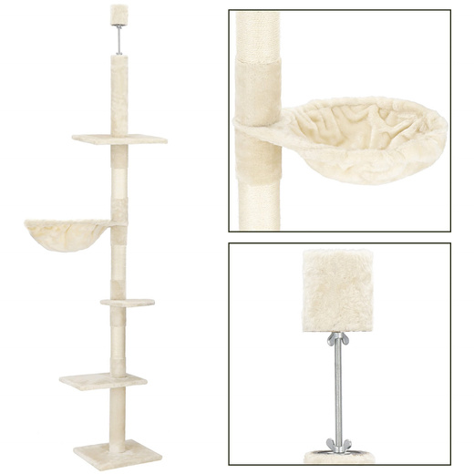 Drapak dla kota sufittowy sizal słupek 240 - 265 cm kremowy