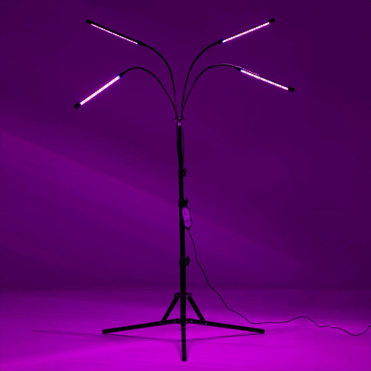 Lampa do doświetlania roślin LED do wzrostu uprawy 4 panele z timerem i pilotem, usb