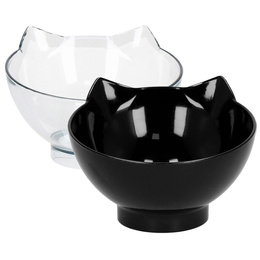 Podwójna miska dla psa i kota z podstawką antypoślizgowa przeźroczysta, czarna