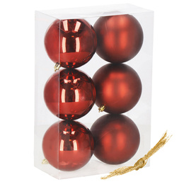 Bombki choinkowe 6 szt. ozdoby na choinkę 11 cm, dekoracje świąteczne nietłukące czerwone