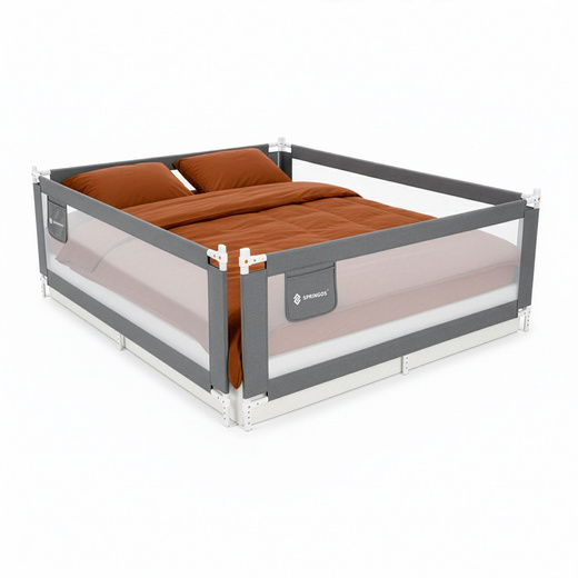 Barierka ochronna do łóżka 200 cm zabezpieczająca uniwersalna dla dzieci składana szara