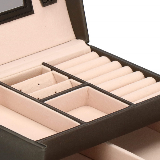 Szkatułka na biżuterię ekoskóra 17,5x14x12,5 cm brązowy organizer z przegródkami