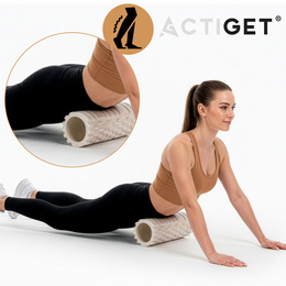 Wałek do masażu, średnio twardy, roller z wypustkami, jasny beż