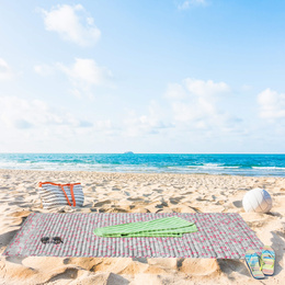 Mata plażowa z poduszką 180x60 cm flamingi, szara