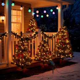 Lampki choinkowe żarówki 15 Led oświetlenie zewnętrzne solarne 10,5 m multikolor