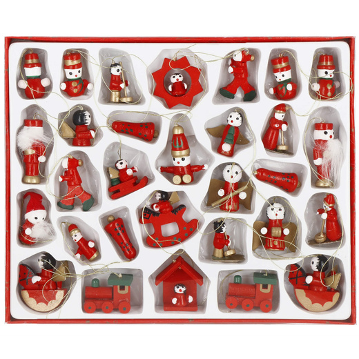 Zawieszki choinkowe 30 sztuk drewniane ozdoby świateczne