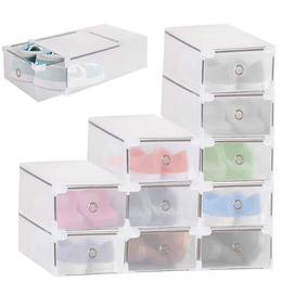 Pudełko na buty z szufladą 34x22x13,5 cm biały organizer zestaw 10 szt.