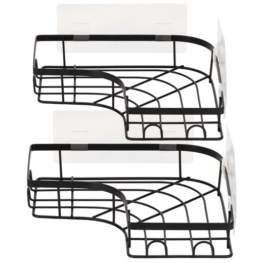 Półka łazienkowa, pod prysznic, wisząca zestaw 2 szt. narożna czarna