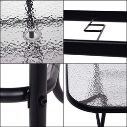 Meble ogrodowe na taras krzesła metalowe 6 szt. stół prostokątny 120 x 70 cm czarno-brązowy 